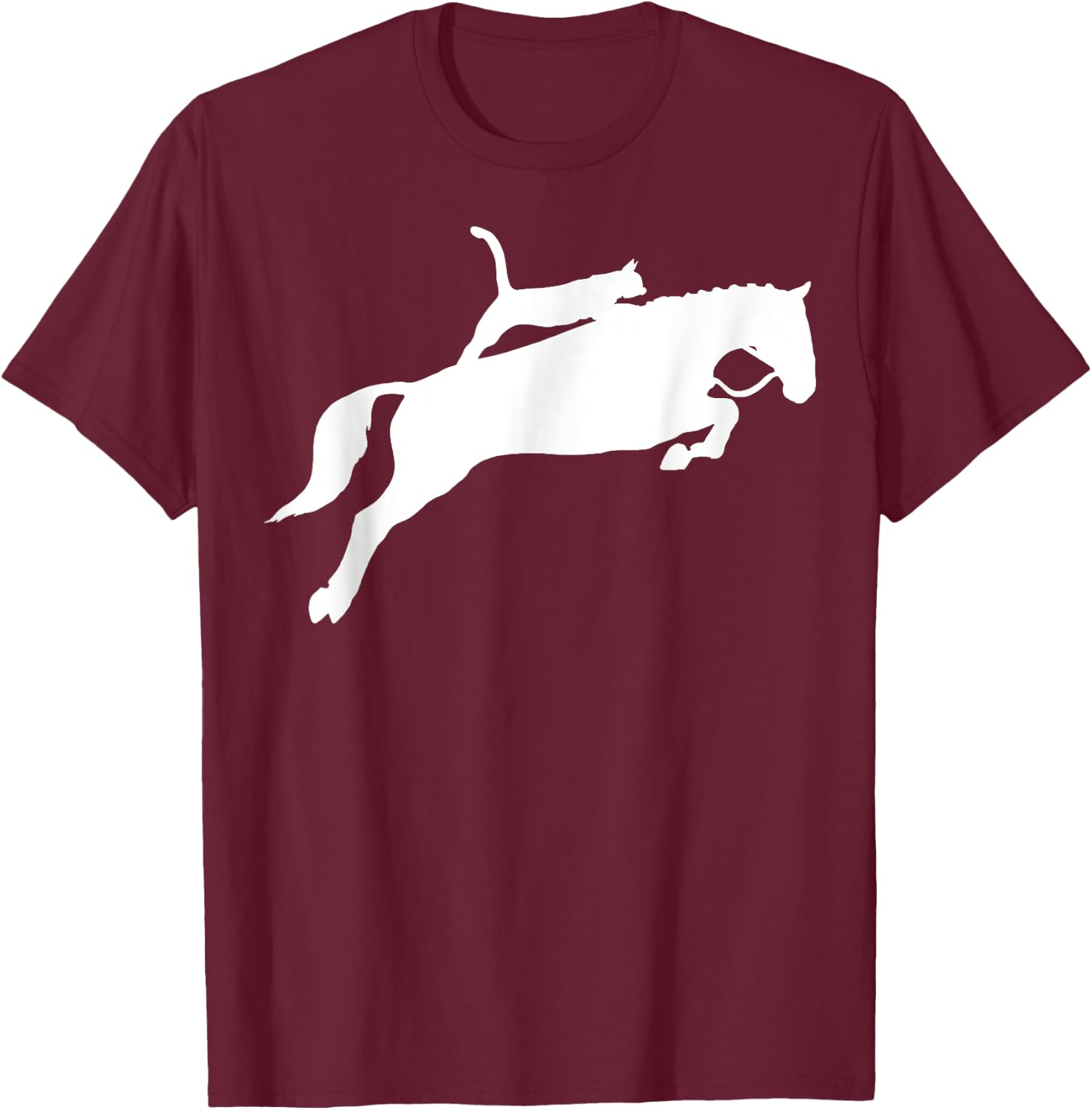 Horseback Riding Cat Funny Cat Horse Gift Men Women T-Shirt - T-Shirt | Maroon
