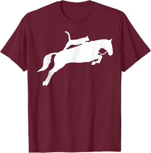 Horseback Riding Cat Funny Cat Horse Gift Men Women T-Shirt - T-Shirt | Maroon