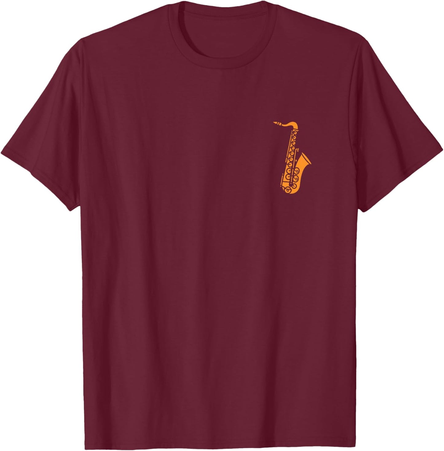 Music Saxophonist Minimalist Simple Instrument Saxophone , Black, S T-Shirt - T-Shirt | Maroon