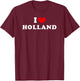 I Love Holland, J'Aime Holland T-Shirt - T-Shirt | Maroon