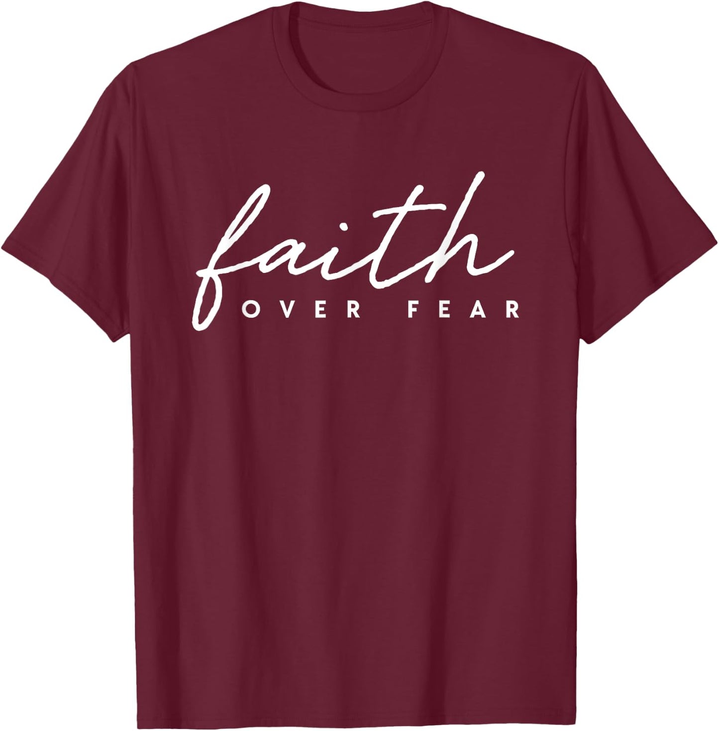 Faith Over Fear Jesus Christian God Faith Cross Lion Gift T-Shirt - T-Shirt | Maroon