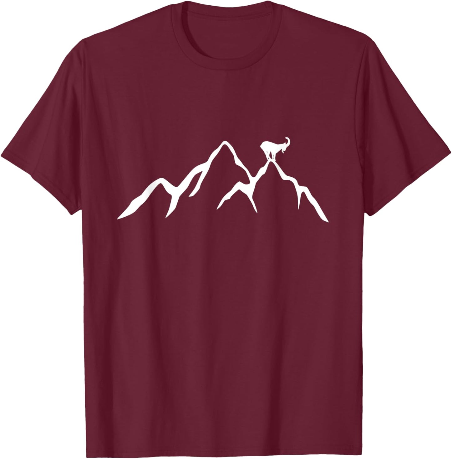 Wander Berg mit Steinbock für Berg Wandern und Natur T-Shirt - T-Shirt | Maroon