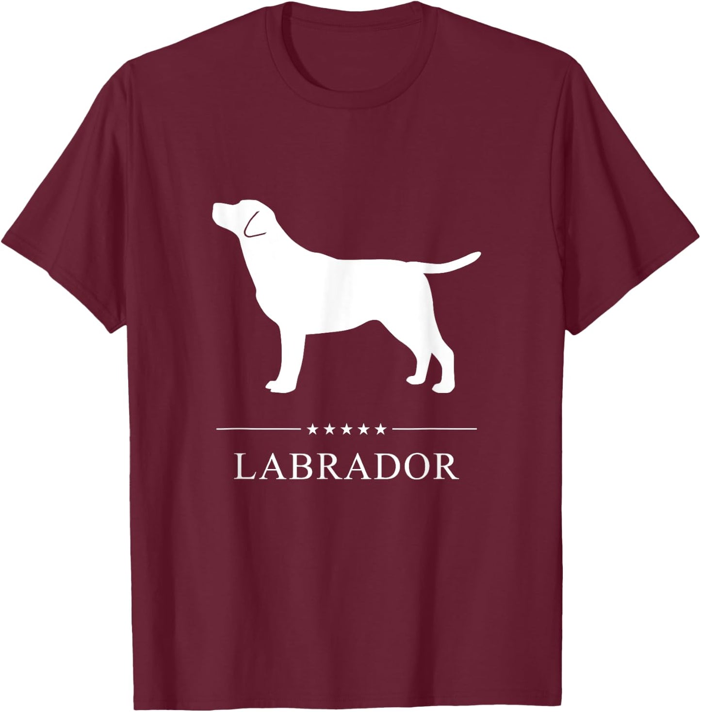 Labrador Dog White Silhouette T-Shirt - T-Shirt | Maroon