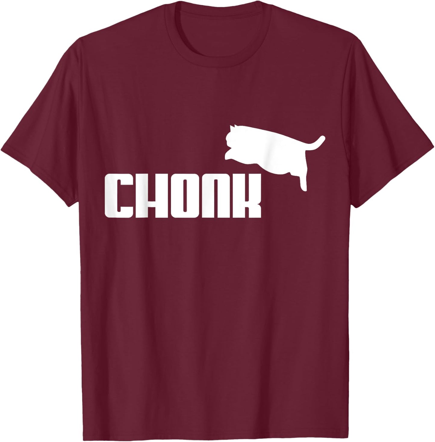 Chonk Cat Meme Funny T-Shirt - T-Shirt | Maroon
