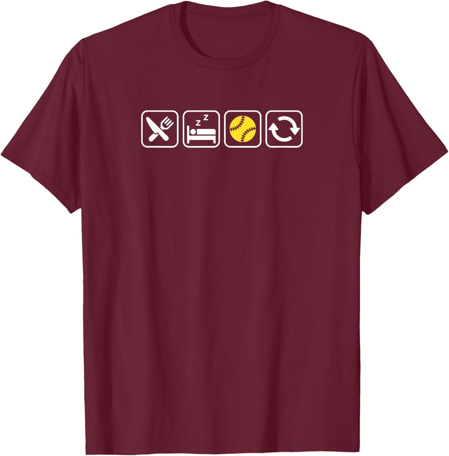 Eat Sleep Baseball Repeat | Funny Apparel Baseball Lovers T-Shirt - T-Shirt | Maroon