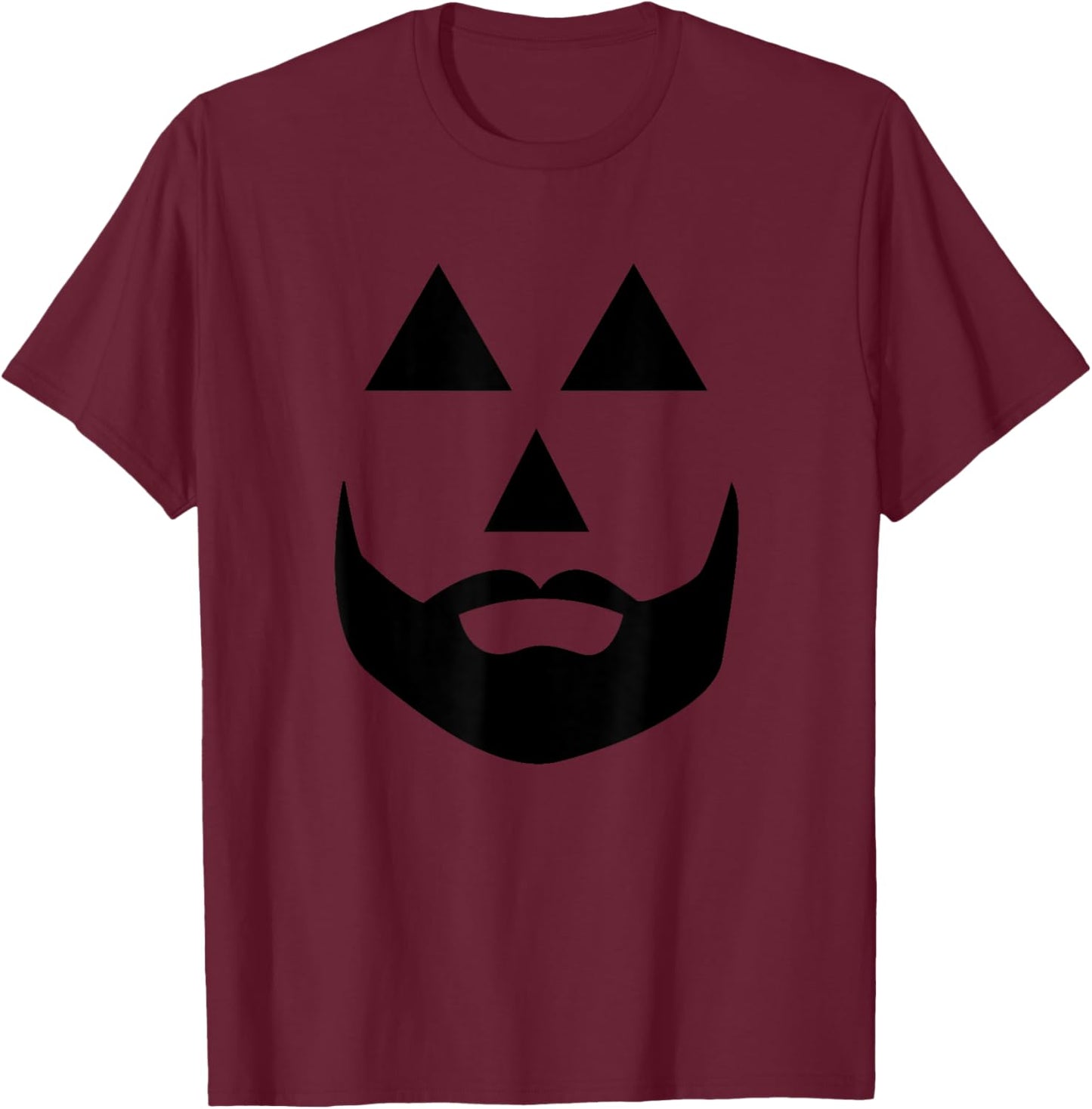 Halloween Pumpkin Jack-O-Lantern Beard Face T-Shirt - T-Shirt | Maroon