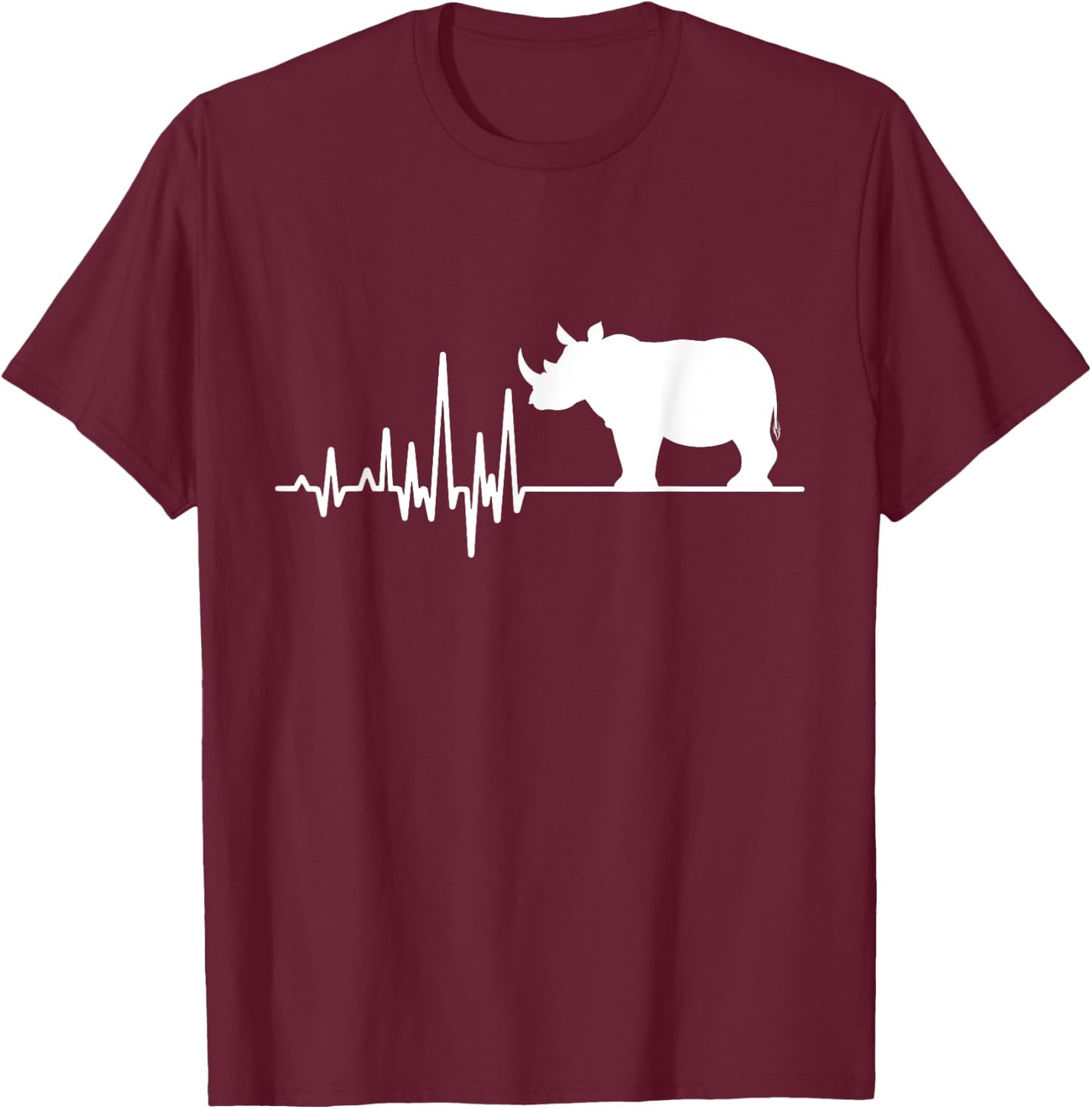 Rhino Conservation Awareness, Rhino Heartbeat Graphic T-Shirt - T-Shirt | Maroon
