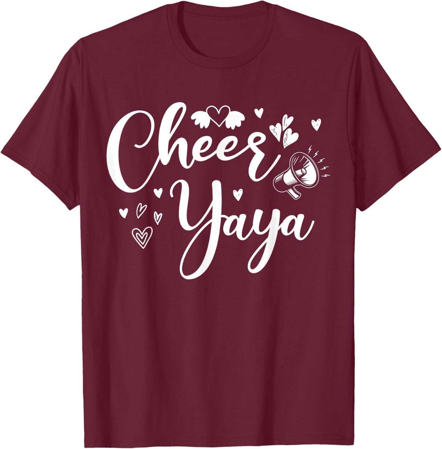 Funny Cheer YaYa Cheerleading Cool Mom Grandma Matching T-Shirt - T-Shirt | Maroon