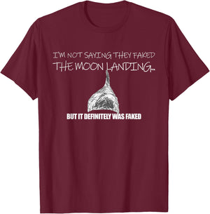 Fake Moon Landing Conspiracy Theory Tin Foil Hat T-Shirt - T-Shirt | Maroon