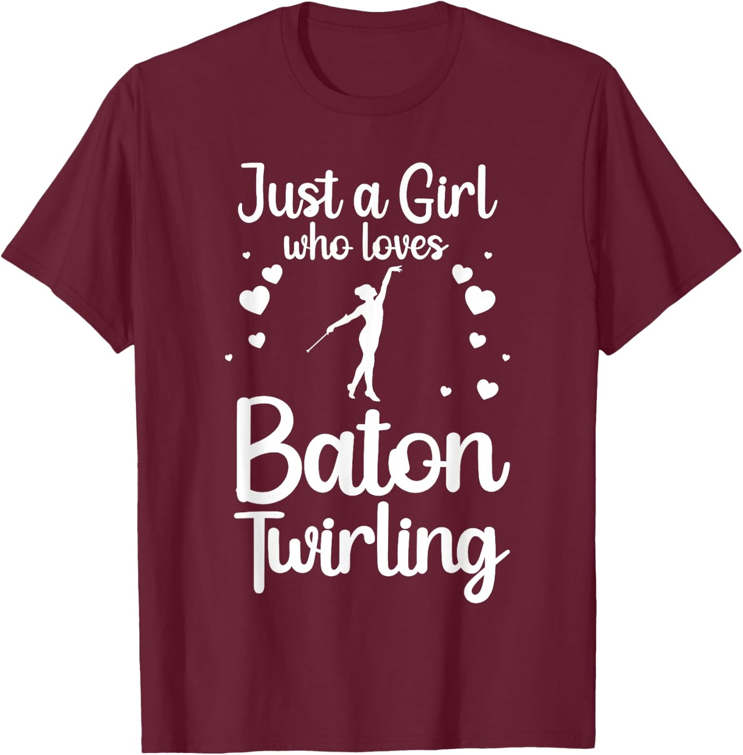 Cool Baton Twirling Art Girls Twirl Baton Twirler T-Shirt - T-Shirt | Maroon
