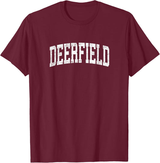 Deerfield Massachusetts MA Vintage Athletic Sports Design T-Shirt - T-Shirt | Maroon