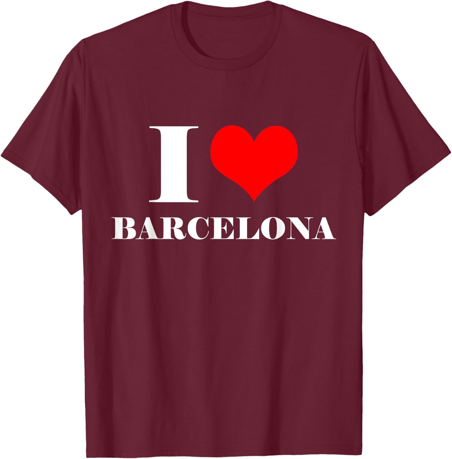 World-Designs I Love Barcelona , I Heart Barcelona , Spain Shirt, Black, -Adults, Short Sleeve, Small T-Shirt - T-Shirt | Maroon