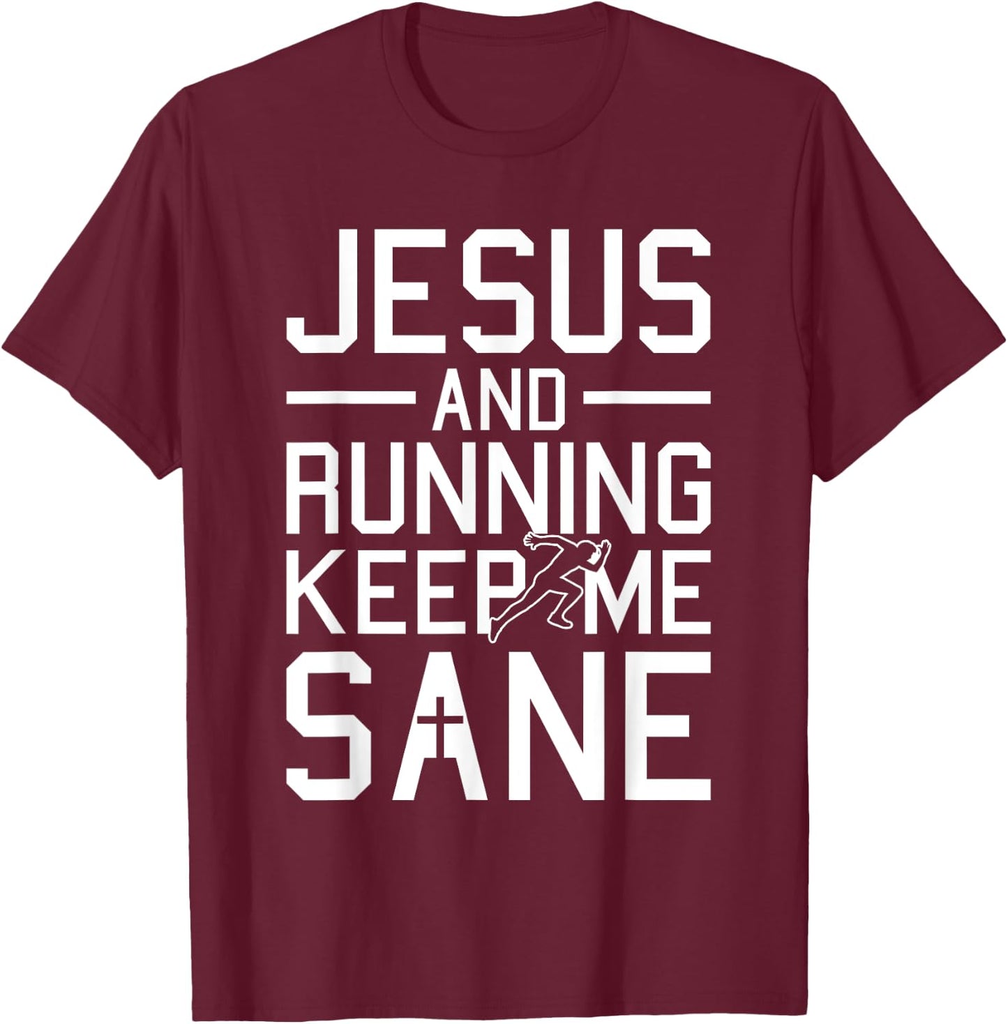 Jesus And Running Christmas Religious Faith Christian Runner T-Shirt - T-Shirt | Maroon