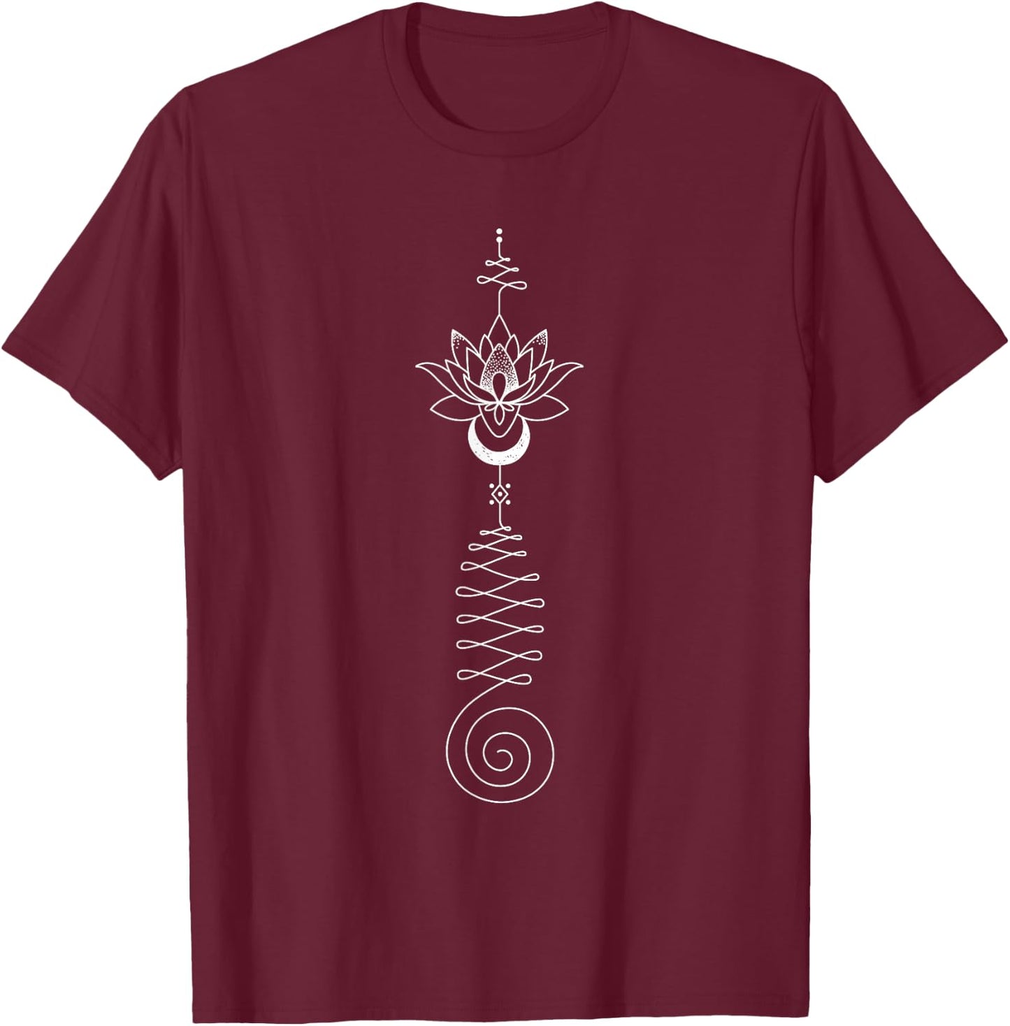Unalome and Lotus Flower Symbol - Zen Gifts & Apparel T-Shirt - T-Shirt | Maroon