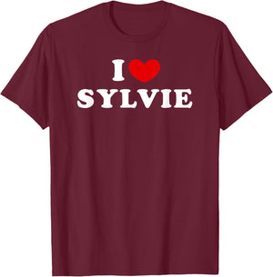 I Love Sylvie, J'Aime Sylvie , Black, S T-Shirt - T-Shirt | Maroon