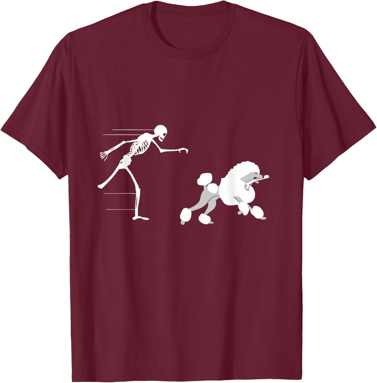 Funny Halloween Skeleton Leg Poodle T-Shirt - T-Shirt | Maroon