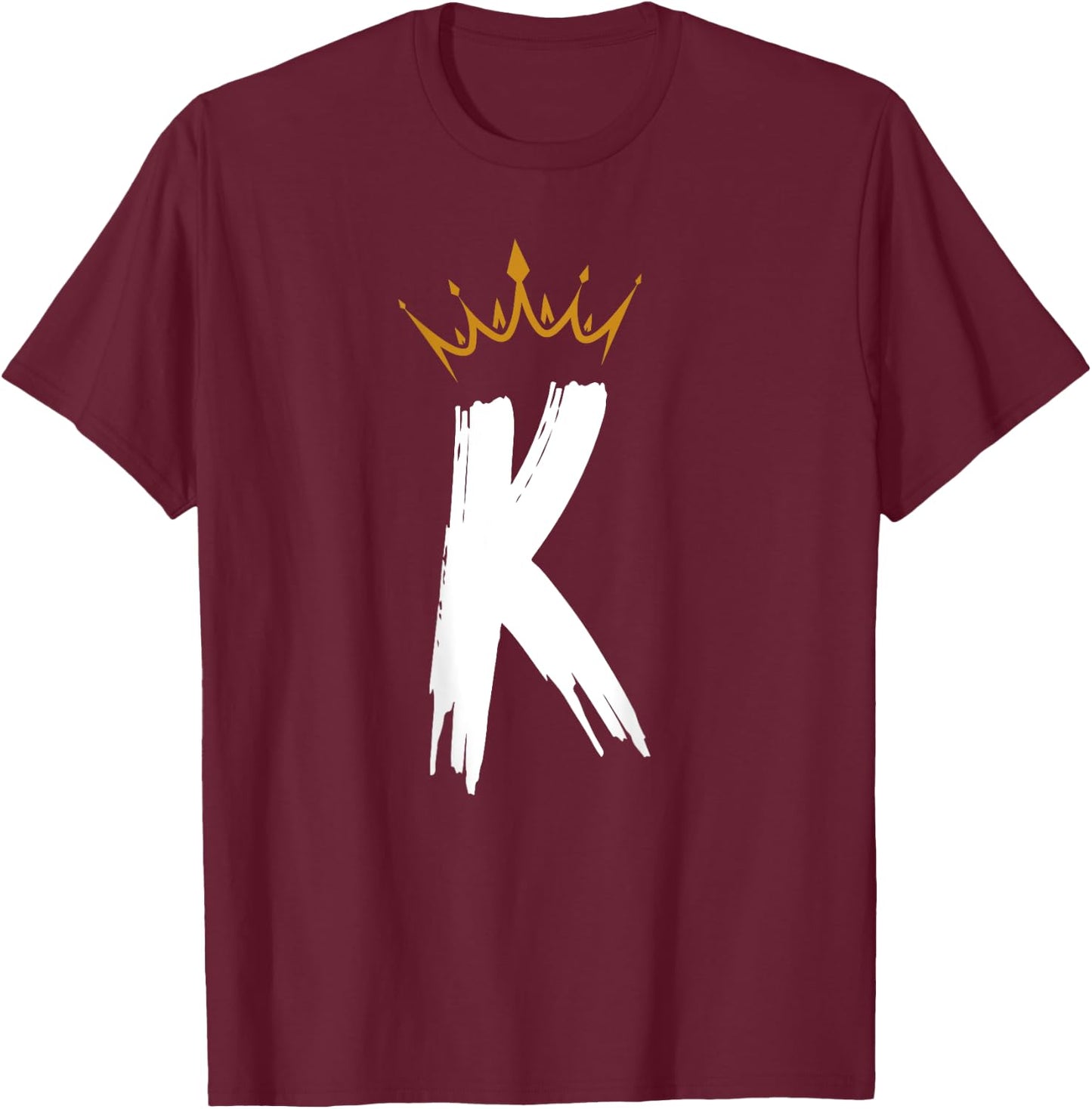 Queen King Letter K - BACKSIDE Letter With Crown Alphabet T-Shirt - T-Shirt | Maroon