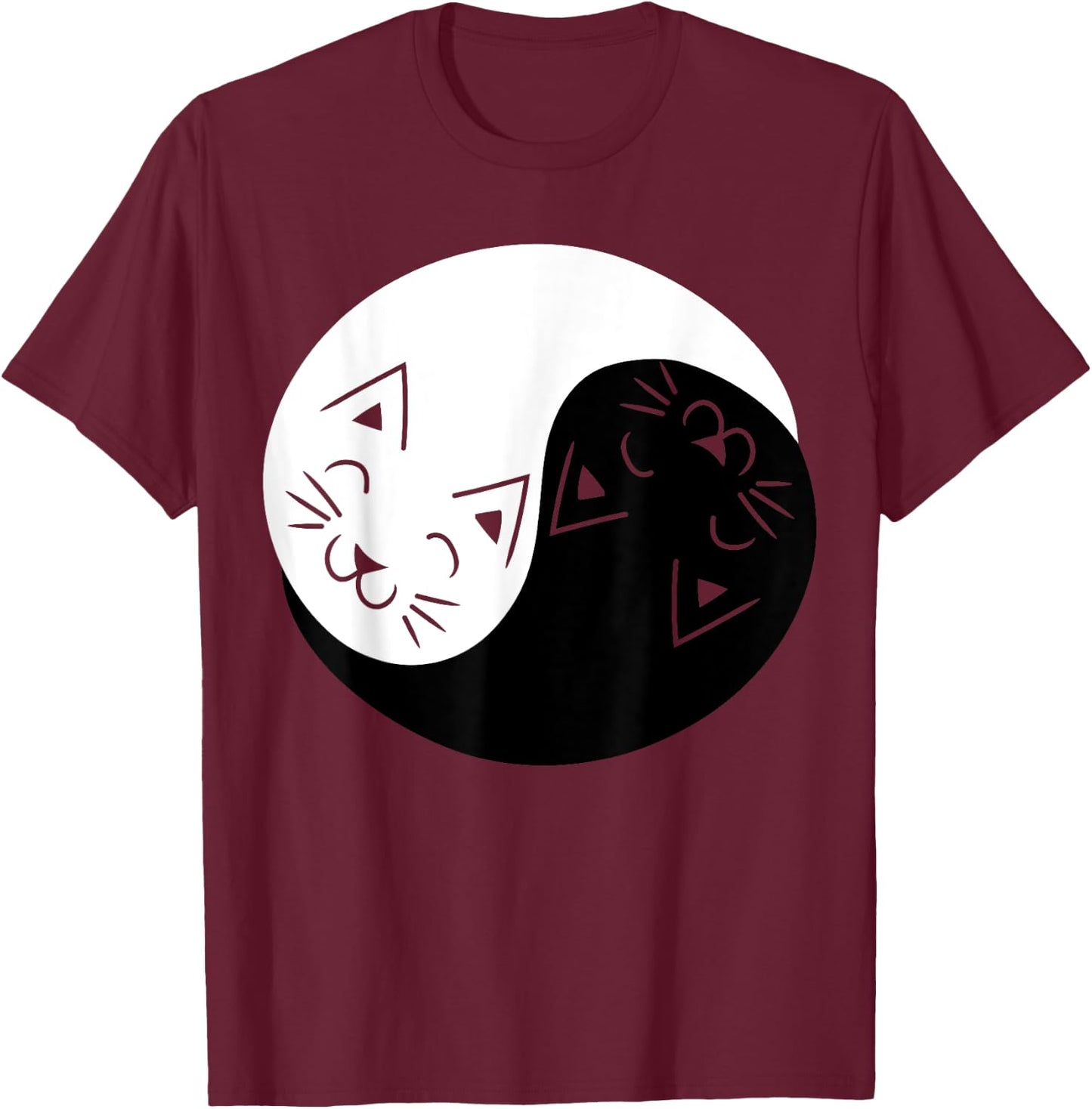 Yin and Yang Cats Shirt | Funny Cat Animal Women Kids T-Shirt - T-Shirt | Maroon