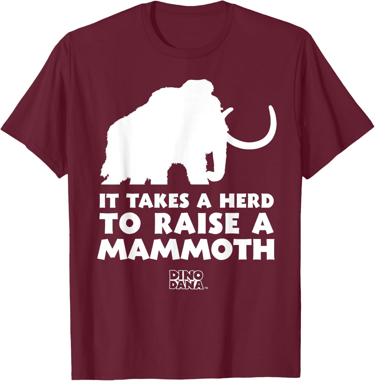 Dino Dana: White Mammoth Shirt T-Shirt - T-Shirt | Maroon