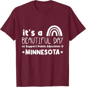 Support Public Education Teacher Red for Ed Minnesota Women Kids T-Shirt - T-Shirt | Maroon
