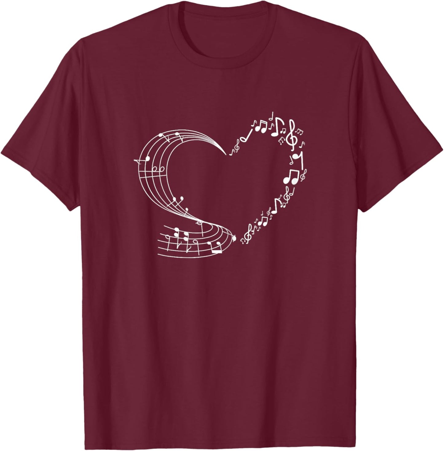 Cute Heart Music Note Women Girls Musicians T-Shirt - T-Shirt | Maroon