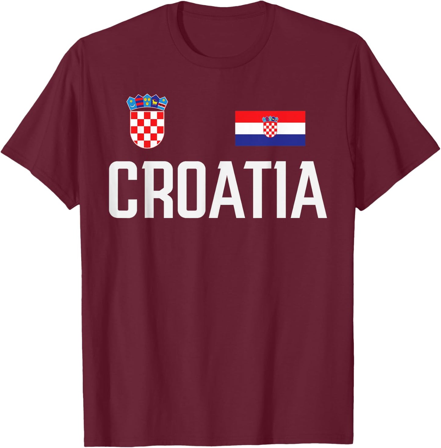 Croatia Flag Croatian Football Soccer Fan Men Women Kids T-Shirt - T-Shirt | Maroon