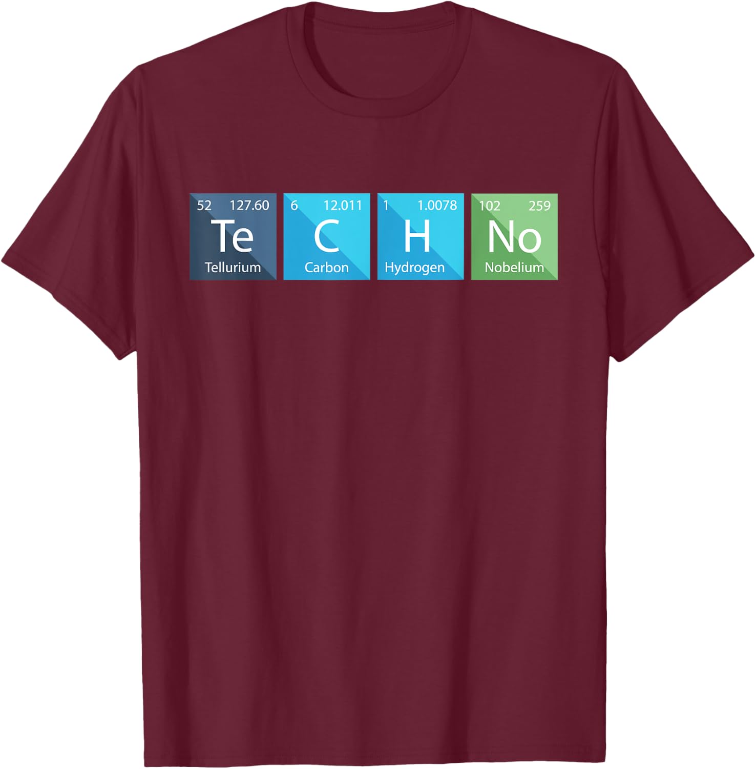 Techno Lover Periodic Elements TeCHNo T-Shirt - T-Shirt | Maroon