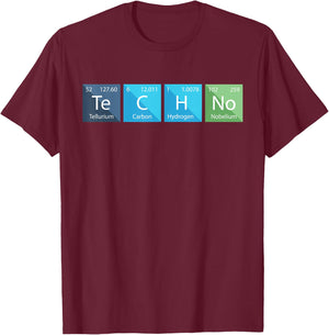 Techno Lover Periodic Elements TeCHNo T-Shirt - T-Shirt | Maroon