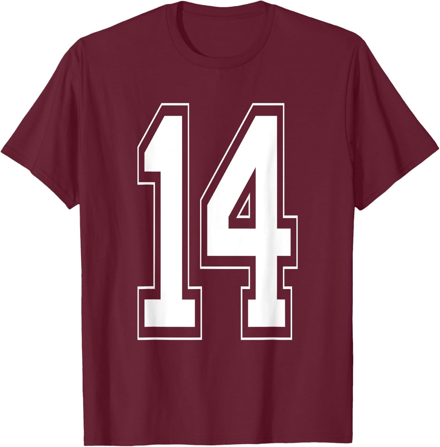 Number 14 Baseball Football Soccer Numbered Jersey T-Shirt - T-Shirt | Maroon