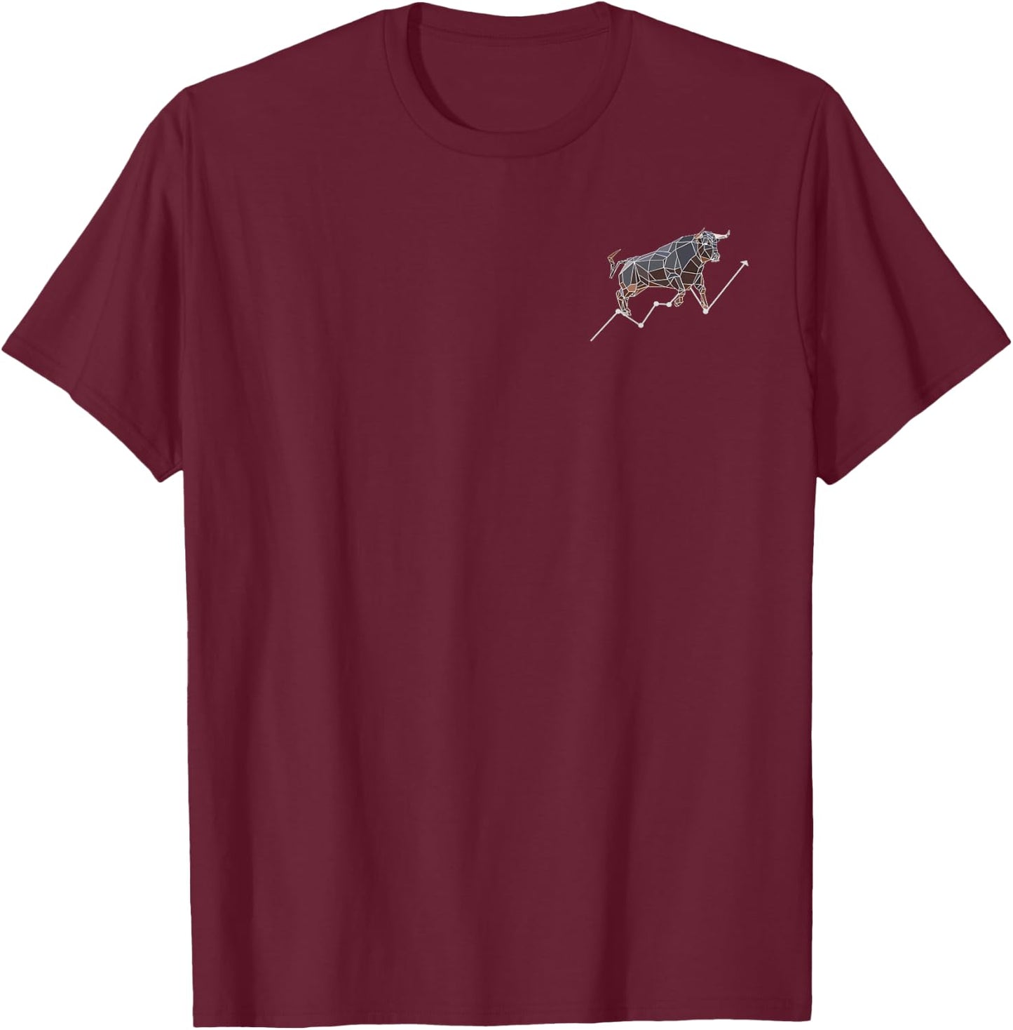 Geometric Bull Stock Market Minimalist T-Shirt - T-Shirt | Maroon