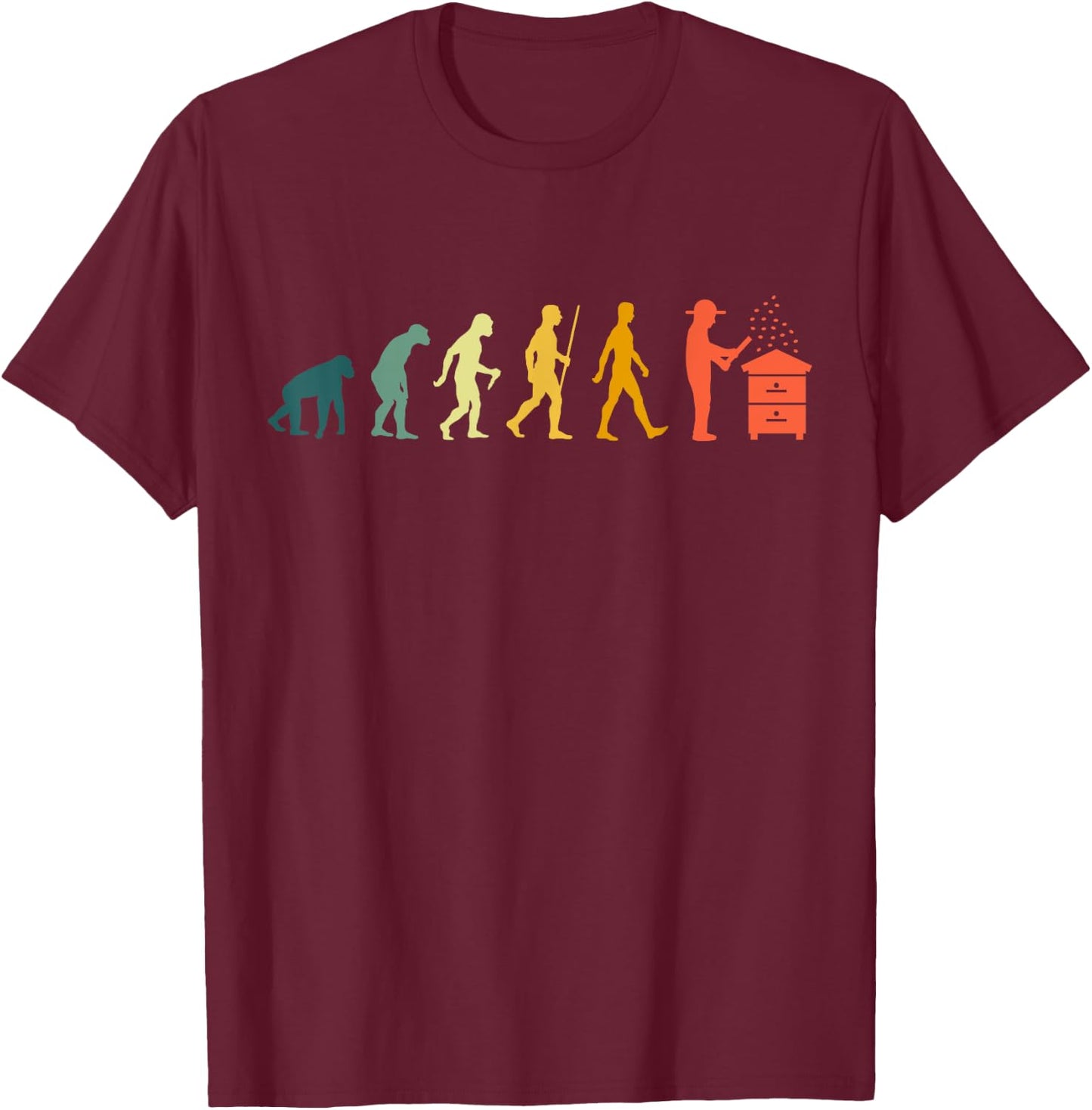 Beekeeper Evolution Retro Vintage Beekeeping Honey Bee , black T-Shirt - T-Shirt | Maroon