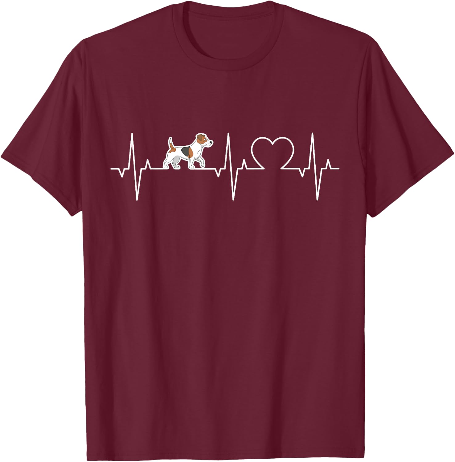 Jack Russell Terrier Heartbeat Terrier ECG Dog Owner , black T-Shirt - T-Shirt | Maroon