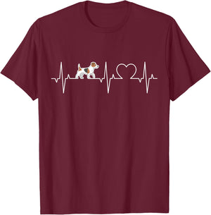 Jack Russell Terrier Heartbeat Terrier ECG Dog Owner , black T-Shirt - T-Shirt | Maroon