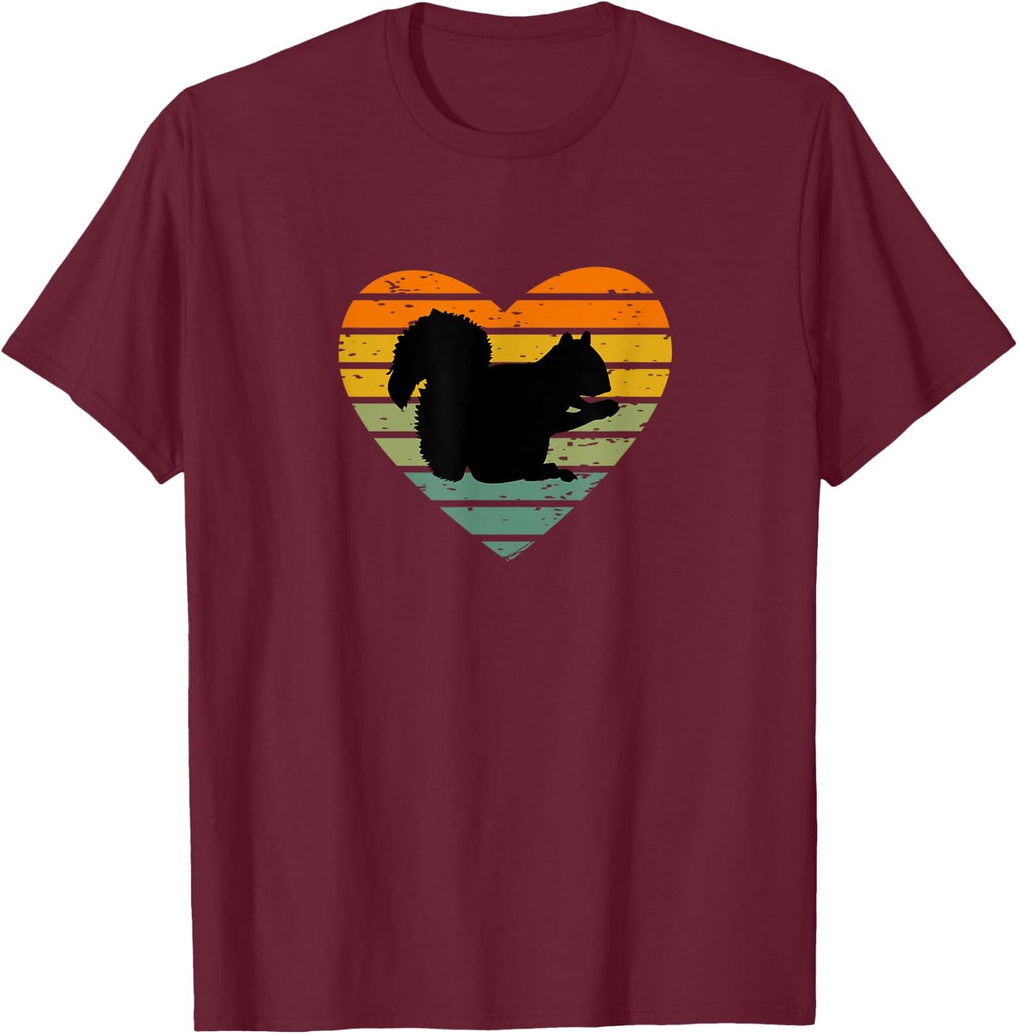 Ich liebe Eichhörnchen Retro Herz Nagetier Eichhörnchenfan T-Shirt - T-Shirt | Maroon