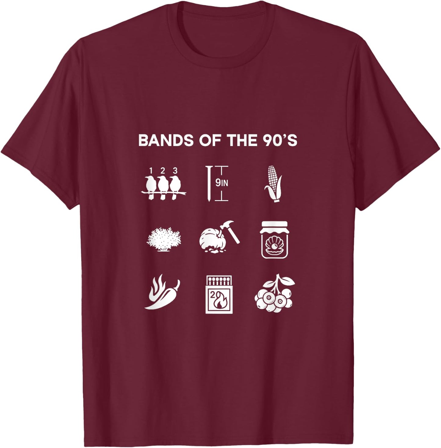 Bands DER 90ER - Funny Gen X, Xennial, Rock Music T-Shirt - T-Shirt | Maroon