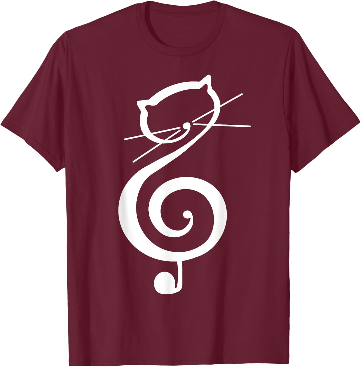 Cat Kitty Treble Music Clef Funny Cat Music Notes Women Men T-Shirt - T-Shirt | Maroon