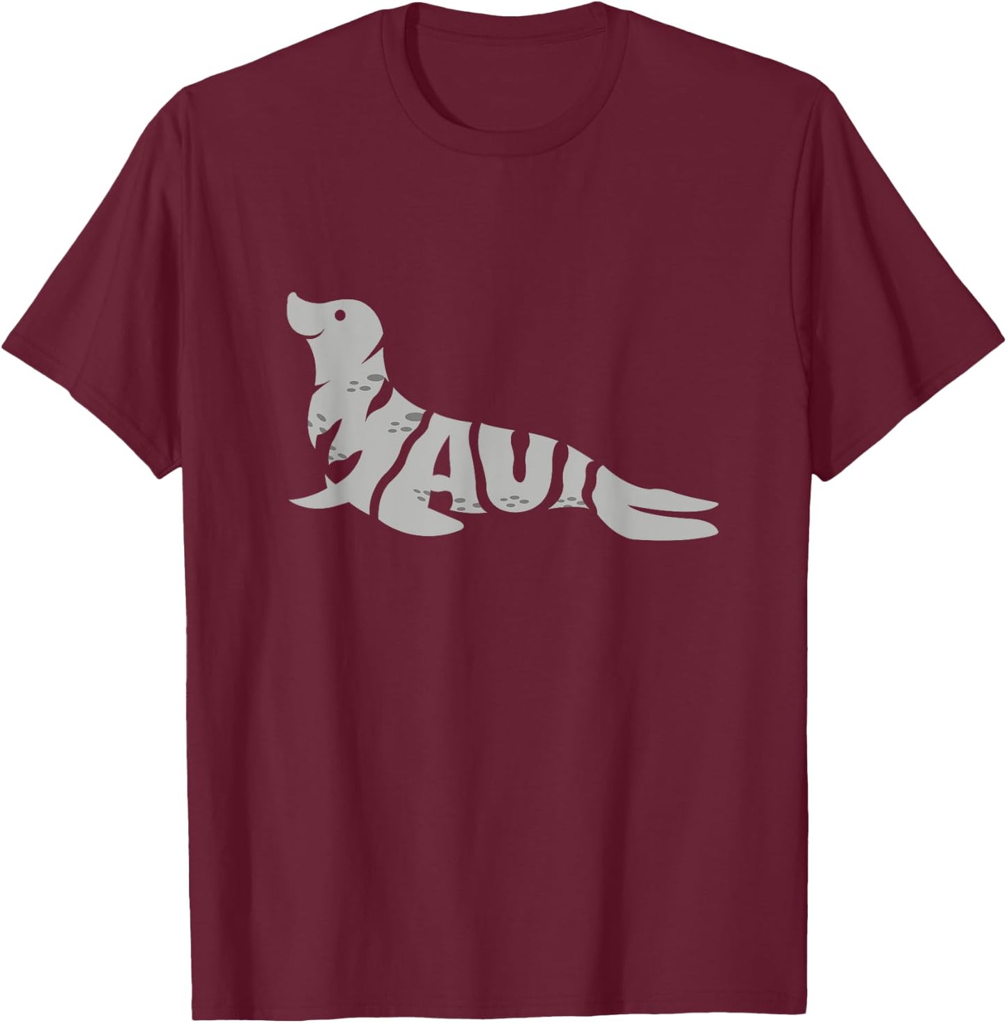 Maui Hawaiian Monk Seal Word Art - Funny Mammal Animal T-Shirt - T-Shirt | Maroon
