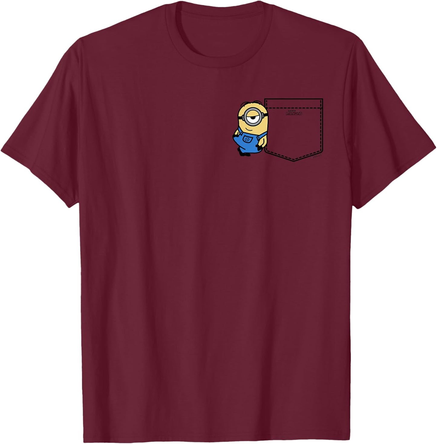Minions Stuart Casual Pocket Hit T-Shirt - T-Shirt | Maroon