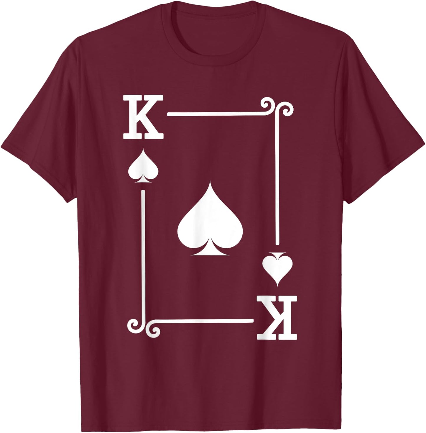 Playing Cards - Matching Spades Card Suits - King Card T-Shirt - T-Shirt | Maroon