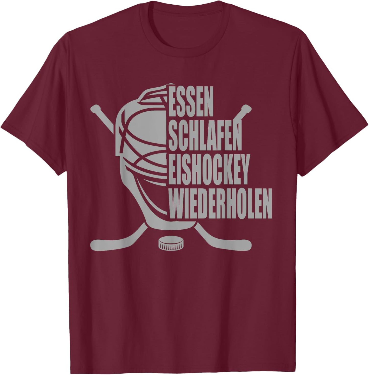 Essen Schlafen Eishockey Wiederholen Vintage Ice Hockey , black T-Shirt - T-Shirt | Maroon