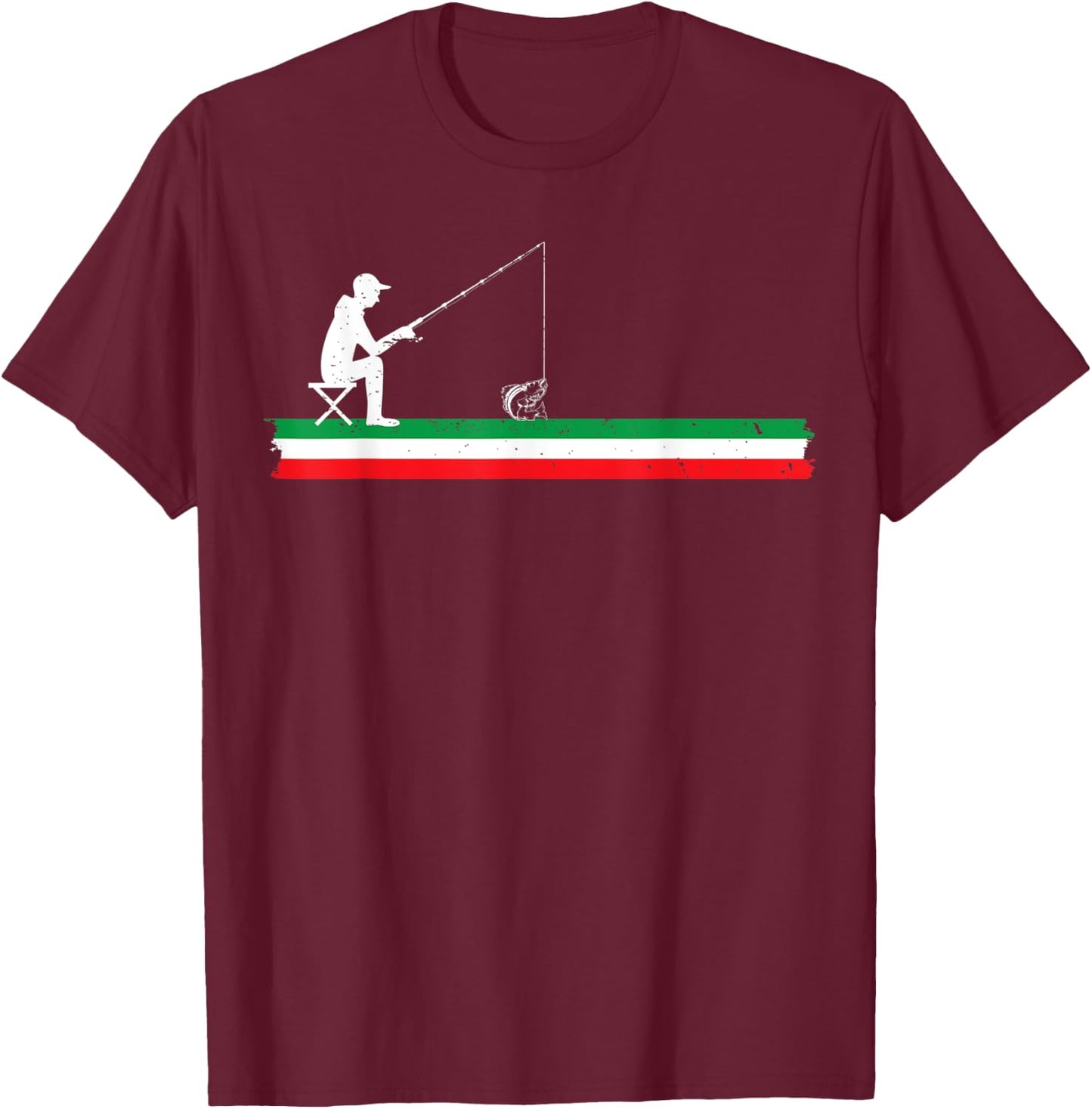 Proud Italian Fisherman Italy Flag Italian Walleye Fishing T-Shirt - T-Shirt | Maroon