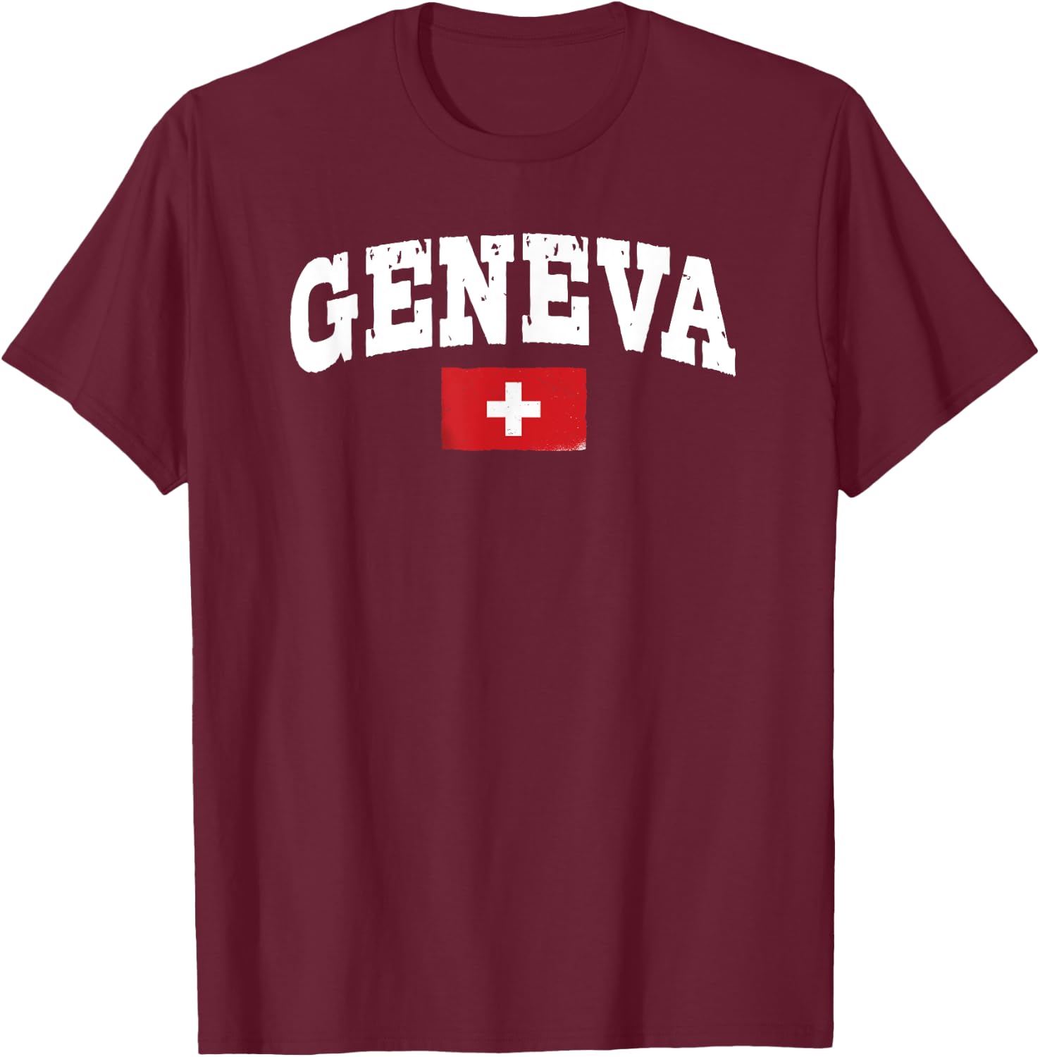 Geneva Swiss Flag Wear Lake Geneva Switzerland T-Shirt - T-Shirt | Maroon
