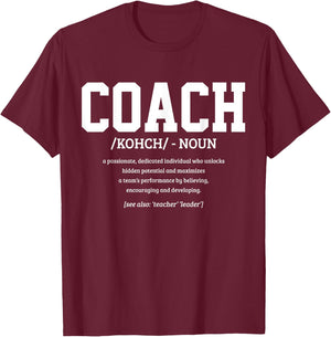 Coach Definition Funny Handball Football Trainer Sport T-Shirt - T-Shirt | Maroon
