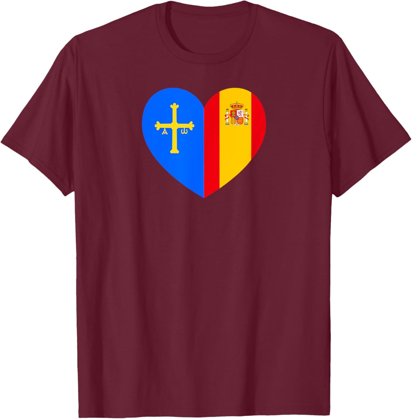 Asturias and Spain: United in Tradition and Pride T-Shirt - T-Shirt | Maroon