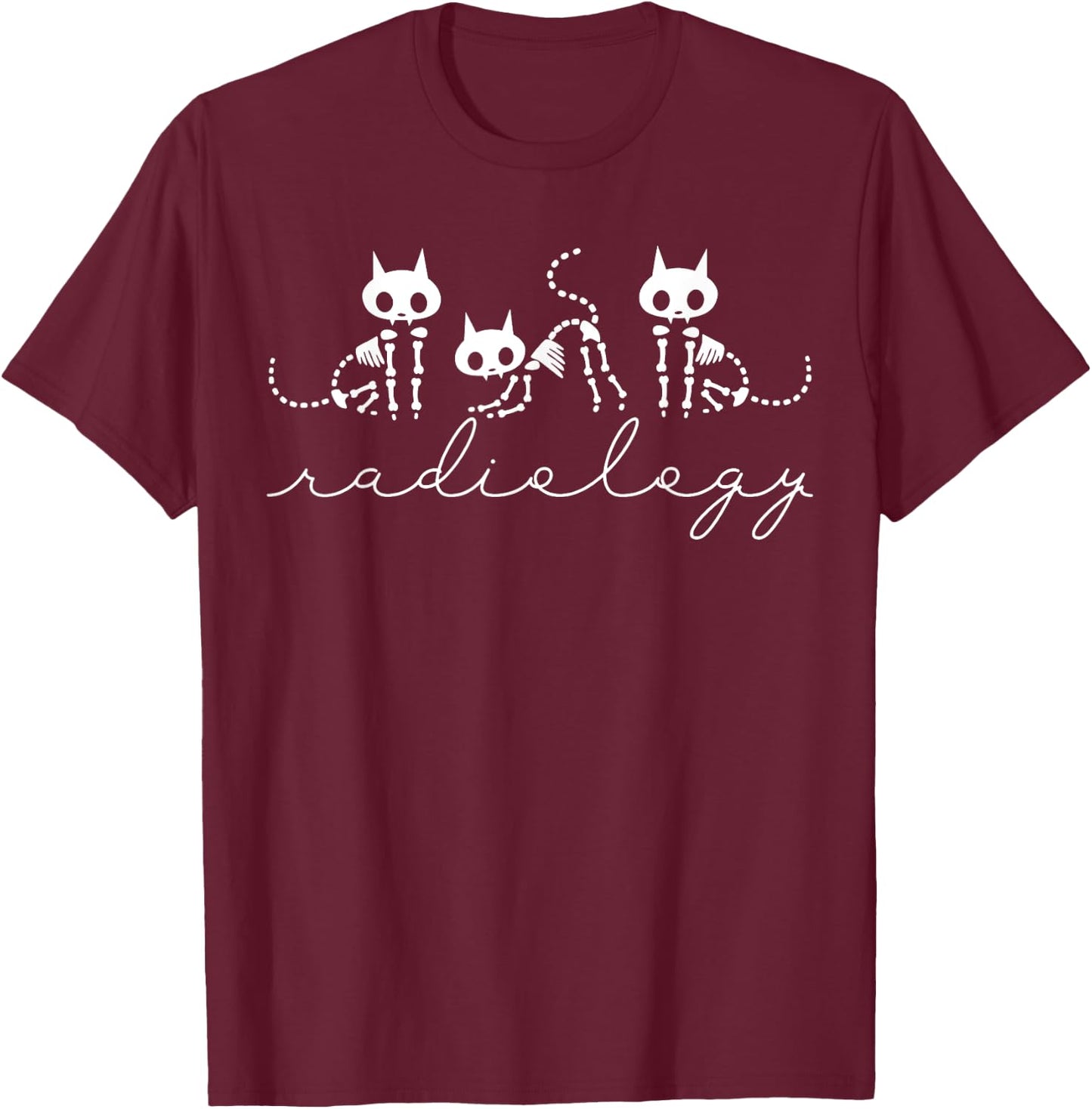 Xray Tech Halloween Cat Skeleton Radiology Rad Tech Student T-Shirt - T-Shirt | Maroon