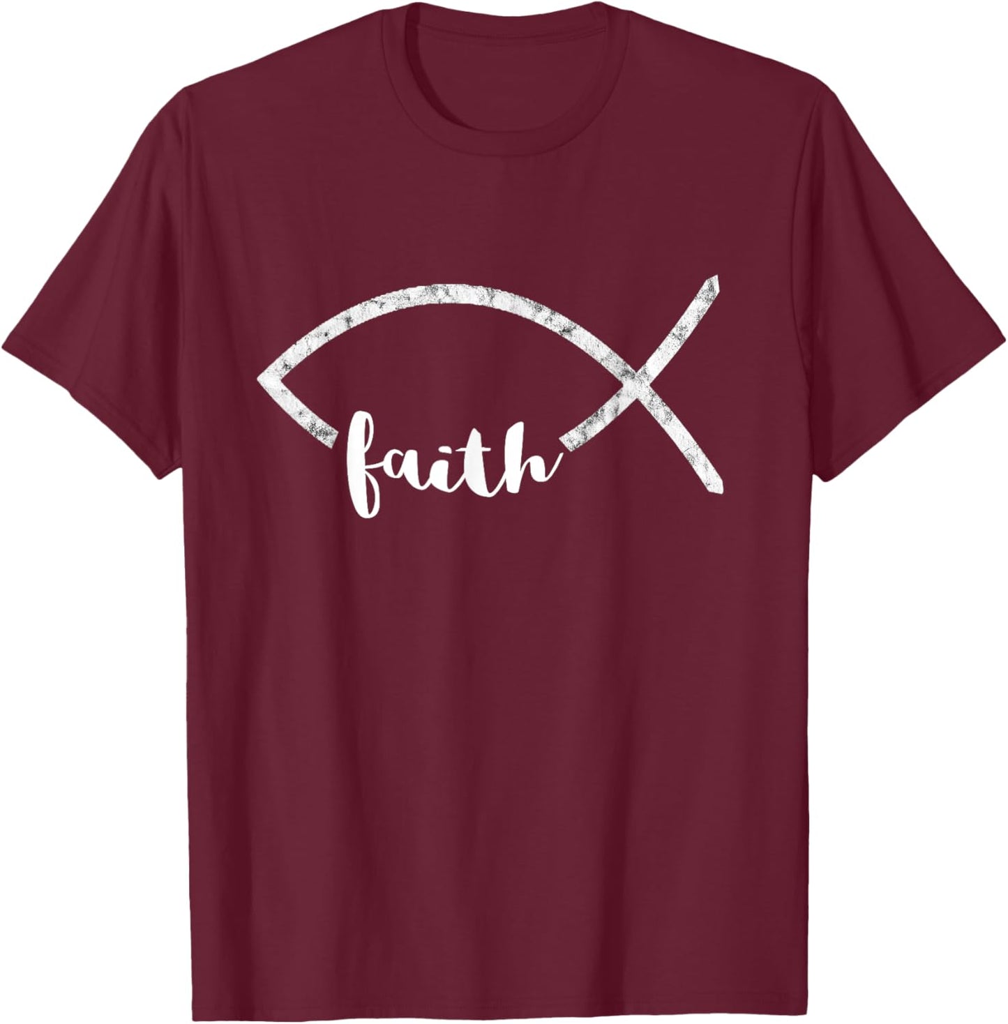 Jesus Fish Ichthy Emblem Christian Faith Symbol Ichthus T-Shirt - T-Shirt | Maroon