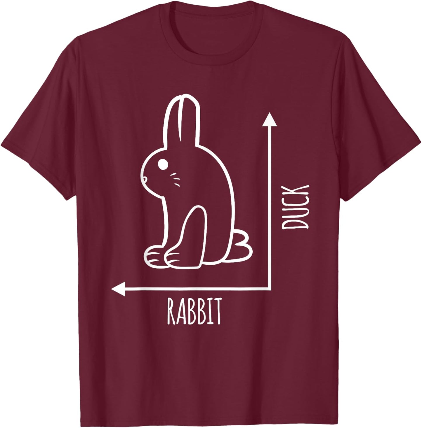Funny Rabbit Duck Graph Rabbit Bird Animal Lover T-Shirt - T-Shirt | Maroon