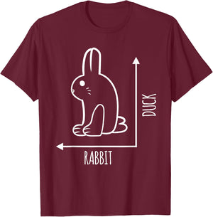 Funny Rabbit Duck Graph Rabbit Bird Animal Lover T-Shirt - T-Shirt | Maroon