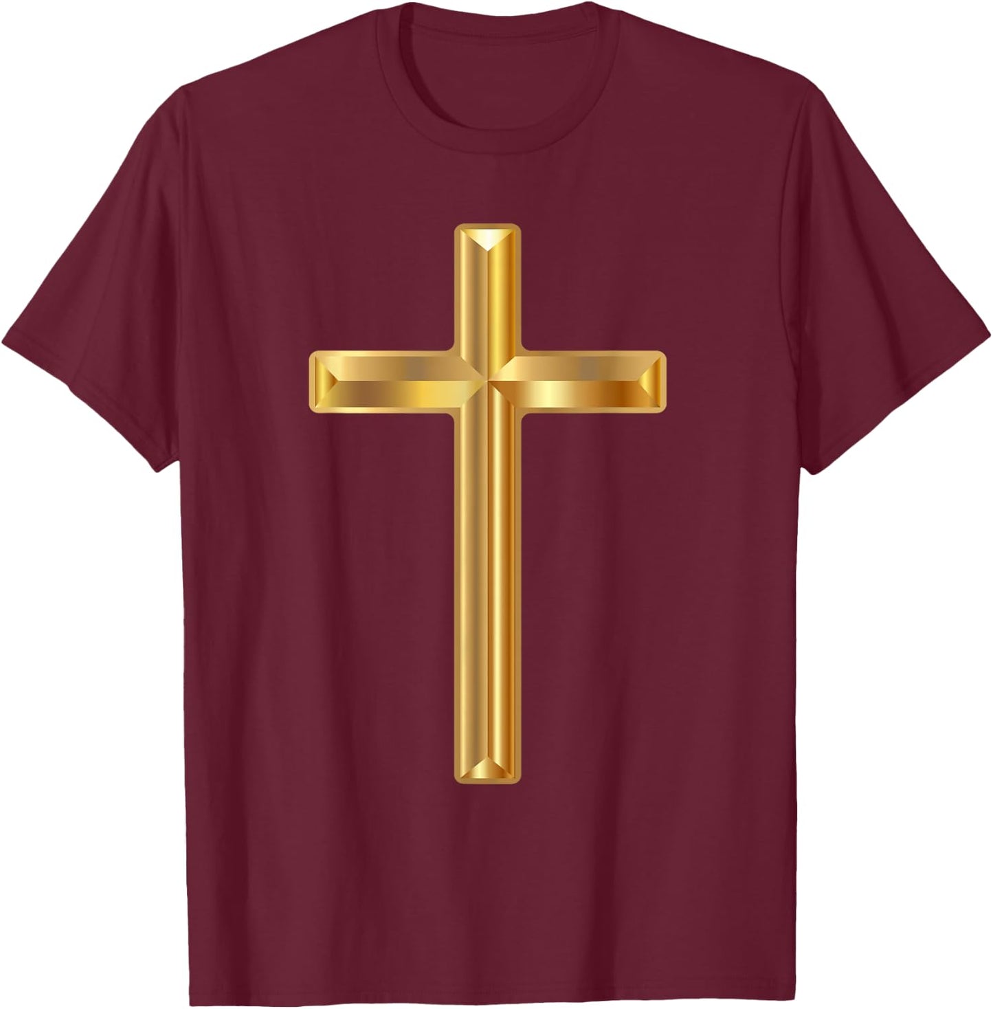 Jesus Holy Cross Gold Cross - Boys' -Adults Black Solid Color Modern Christian Gift - Small - Short Sleeve - Winter - 1 Count - 0 Pockets - Non-Stretchable - Machine Wash T-Shirt - T-Shirt | Maroon