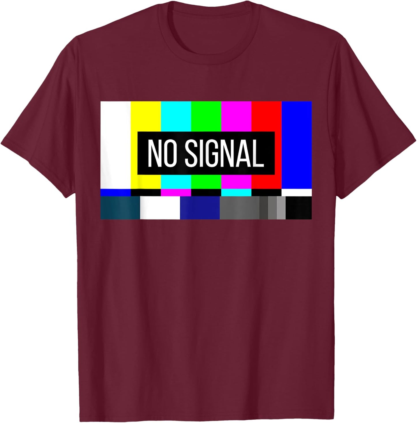 Retro No Signal TV Test Pattern Vintage Television Bars T-Shirt - T-Shirt | Maroon